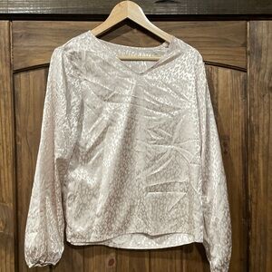 SHEIN Cream Patterned Long Sleeve Blouse